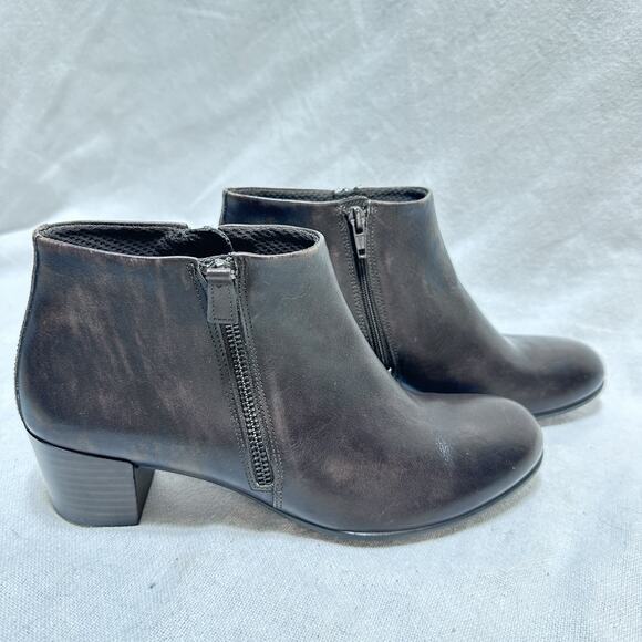 ECCO Shape M 35 Women's Leather Ankle Boot Brown US 9-9.5 / EU 40 double zipper - Picture 2 of 9
